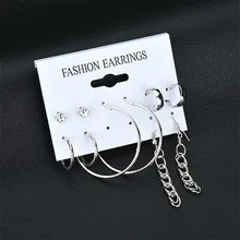 Горячая 12 пар/уп. Женские квадратные Кристальные серьги-кольца в форме сердца для женщин, пирсинг серьги из искусственного жемчуга с цветочными мотивами