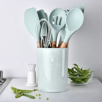 

12Pcs/set Silicone Wooden Handle Kitchenware Set Cooking Tools Kitchen Tools Household Accessories Kitchen Utensil Set