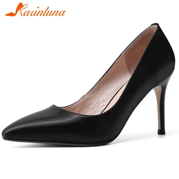 

KARINLUNA Big Size 33-40 Brand New Lady Party Ol Sexy Pumps Pointed Toe Thin High Heel Pumps Women Genuine Leather Shoes Woman