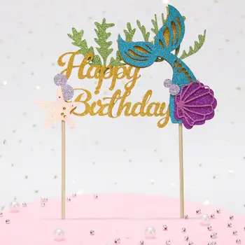 

Cakesmile Mermaid flag cake topper cupcake party for baking birthday decoration cake decorating tools baking accessories