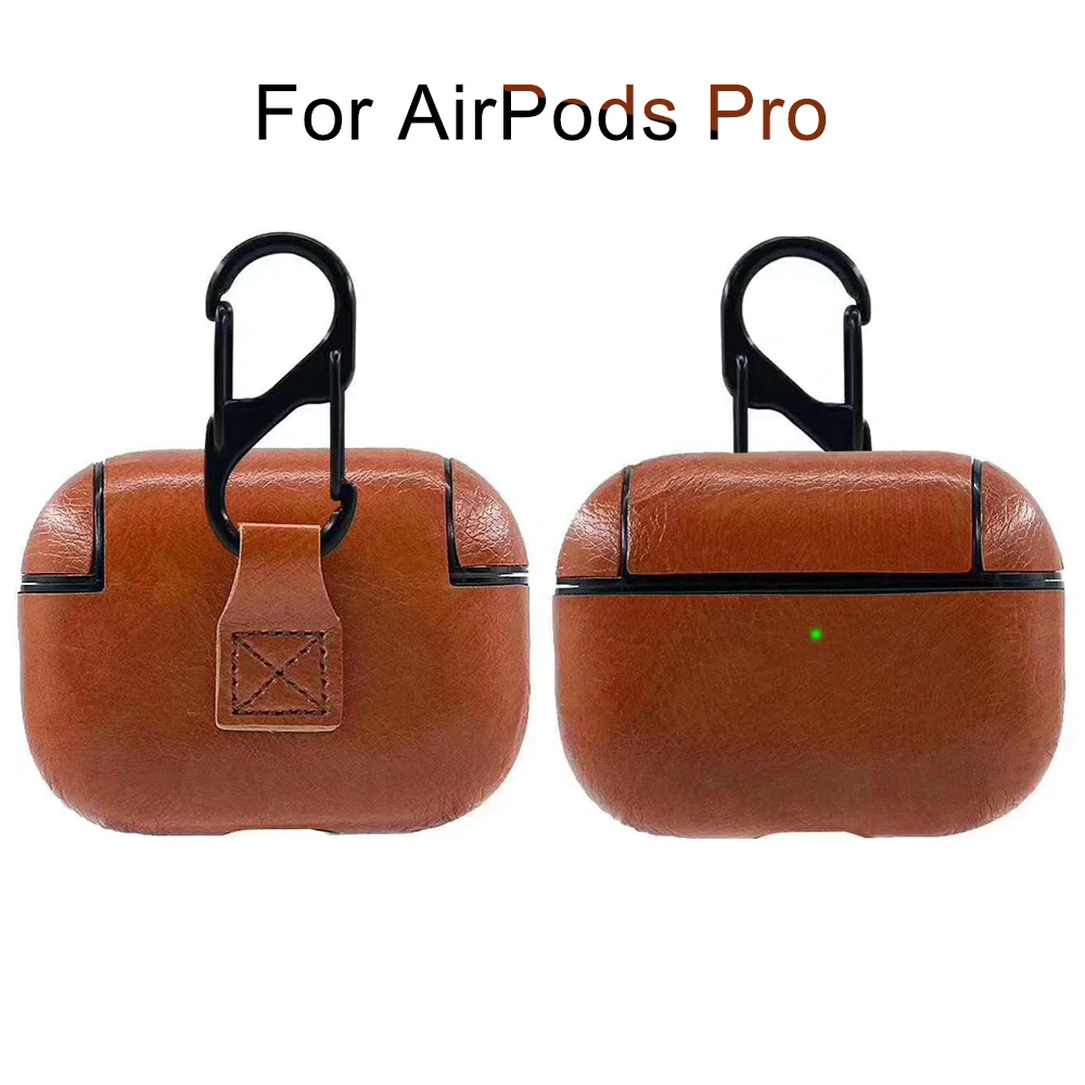 Кожаный чехол для наушников для Airpods Pro, защитный чехол для Apple Air Pods Pro 3 с крюком, легко носить с собой