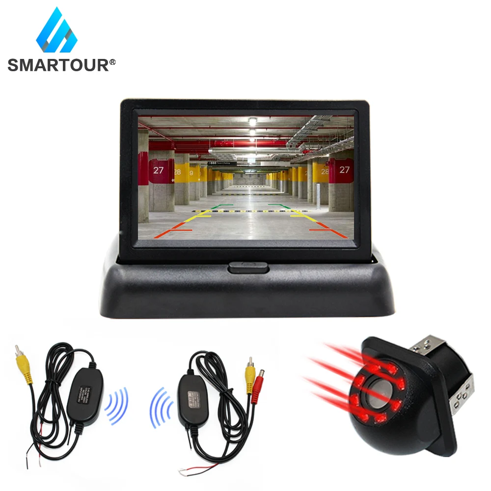 

Smartour 4.3Inch LCD Color Display Screen Car Rear View DVD VCR Monitor LED Lights Night Vision Backup Reverse Camera infrared