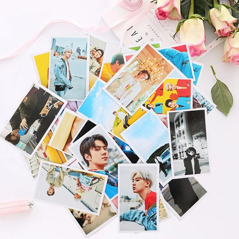 30 шт./кор. K-POP EXO CHANYEOL SEHUN альбом самодельные Бумага Lomo фото карты HD Фотокарта вентиляторы подарок