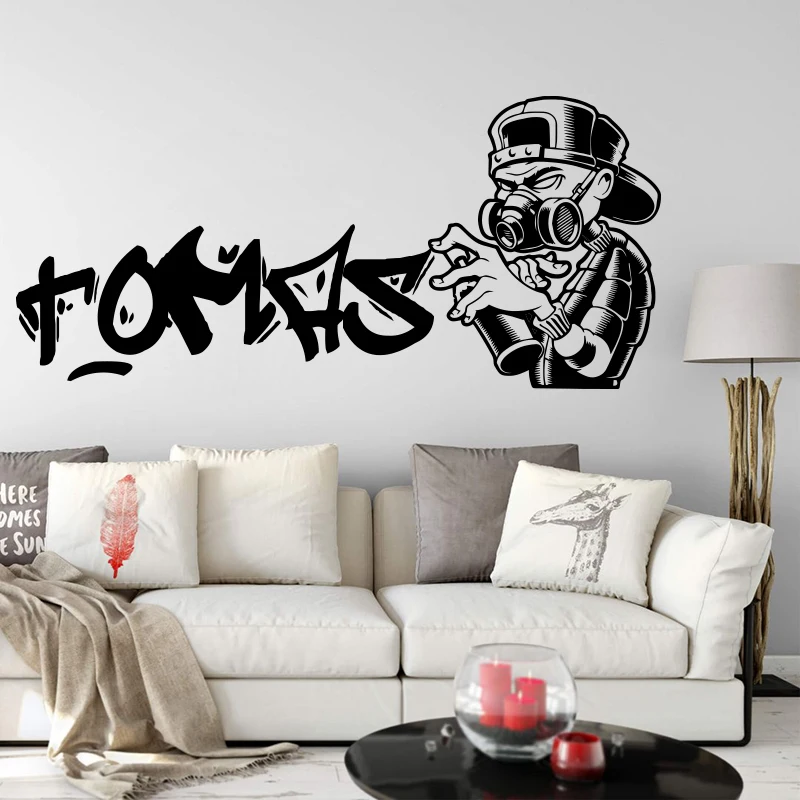  Personalized Name Graffiti Street Wall Sticker  Nursery Boy Room Custom Name Graffiti Wall Decal Bedroom Kids Room Vinyl Decor (1)