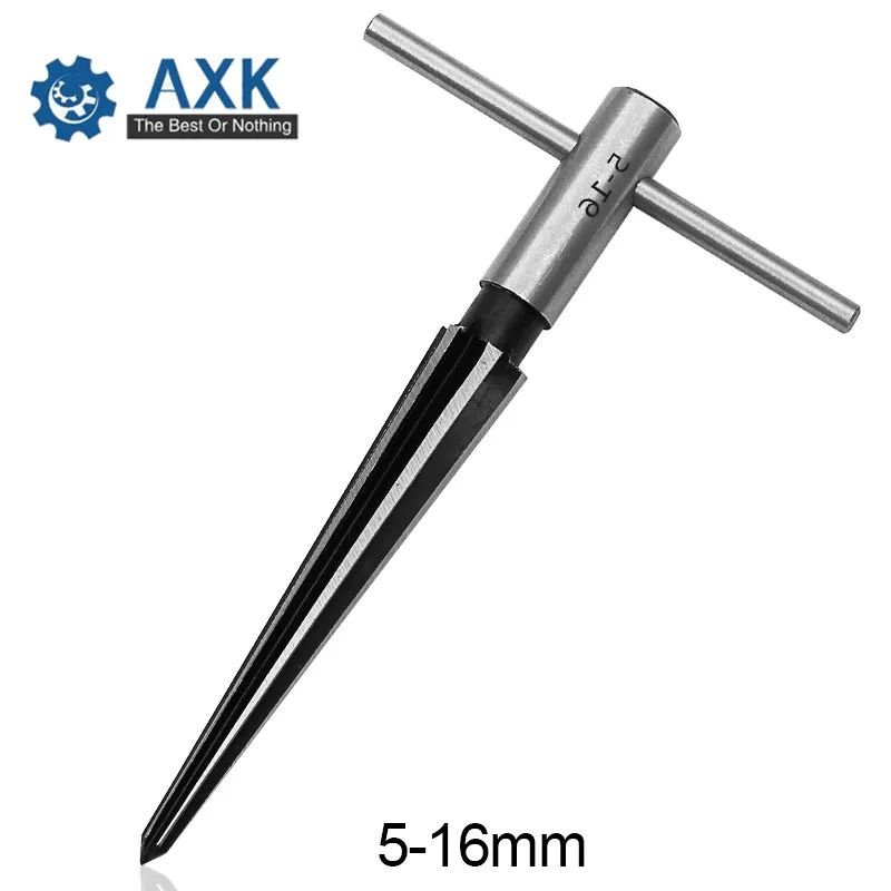 

5mm-16mm Bridge Pin Hole Hand Held Reamer T Handle Tapered 6 Fluted Chamfer Reaming Woodworker Cutting Tool DT443