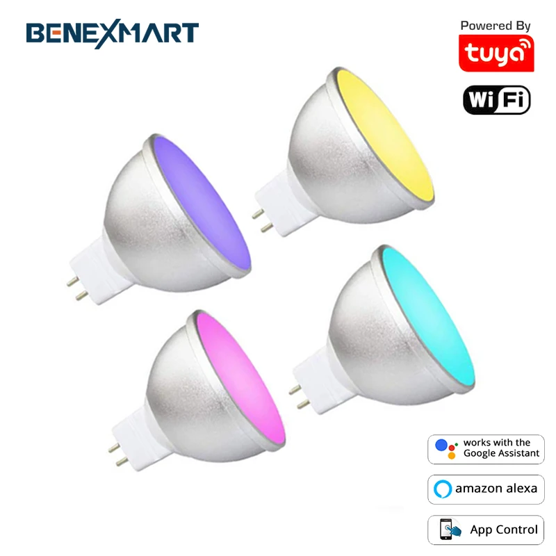 

Benexamrt Tuya WiFi Bulb Smart Life APP Alexa Google Home Assistant Gu5.3 MR16 12V Waterproof RGB Light Dimmer Lamp