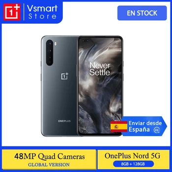 Перейти на Алиэкспресс и купить Новая глобальная версия OnePlus Nord 5G смартфон 6,44 ''90 Гц жидкокристаллический AMOLED экран 48 МП Quad задние камеры 32 МП Две фронтальные камеры