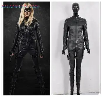 

Green Arrow Season 4 Cloth Black Canary Dinah Laurel Lance Sarah Women PU Black Battleframe Adult Cosplay Costume