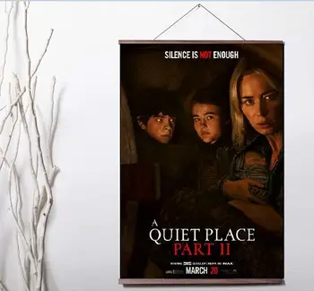 

Lot style Choose A Quiet Place Part Movie Art Canvas print poster decoration painting with solid wood hanging scroll