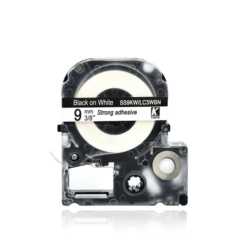 9mm 검정색 흰색 ss9kw 호환 epson kingjim 라벨 프린터 LC-3WBN 라미네이트 라벨 테이프 리본 lc3wbn for LW-300 400