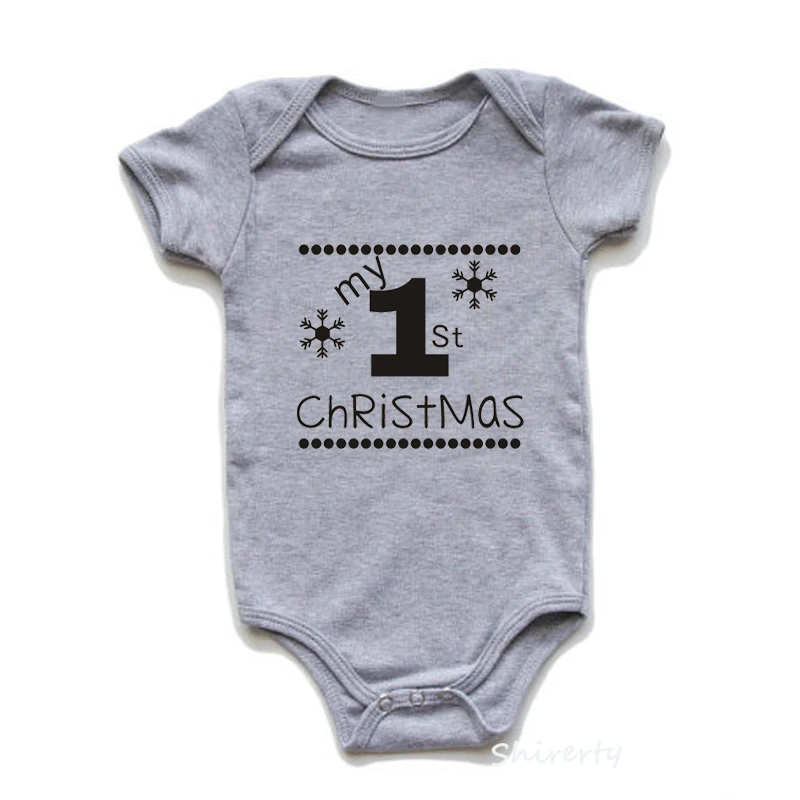 My First Christmas Комбинезоны Костюмы для младенцев вечерние платья хлопоковый для новорожденных малышей Комбинезоны Забавный игровой костюм с коротким рукавом
