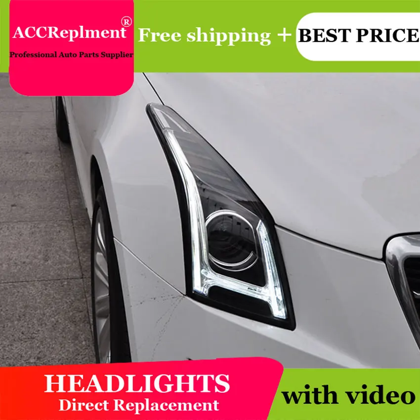 Автомобильный Стайлинг светодиодный головной фонарь для Cadillac ATS фары 2013- Cadillac ATS светодиодный H7 hid Q5 Биксеноновые линзы ближнего света