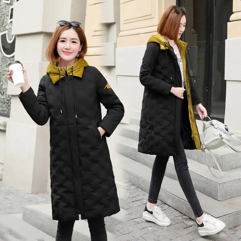 

Beige Lower Rack 2018 Winter New Lsny1899 Women's Elegant Fashion Mid-length Hooded Cotton-padded Clothes