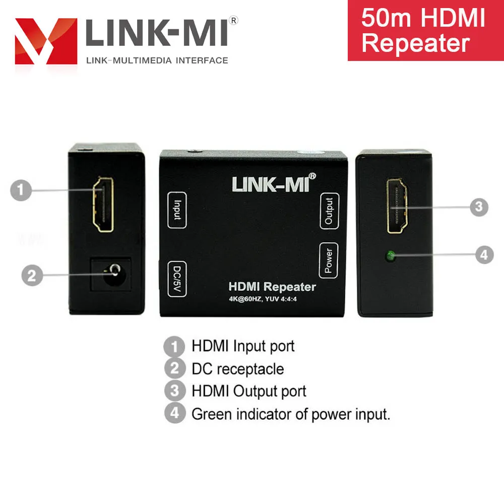 LINK-MI 50M HDMI Repeater 2.0 Signal Amplifier 4K 25M 3D CEC | Электроника