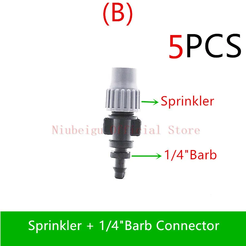 Grey Misting Sprinkler Mist Cooling Nozzle Garden Greenhouse Adjustable Closable Spray Drip Fittings - Цвет: B