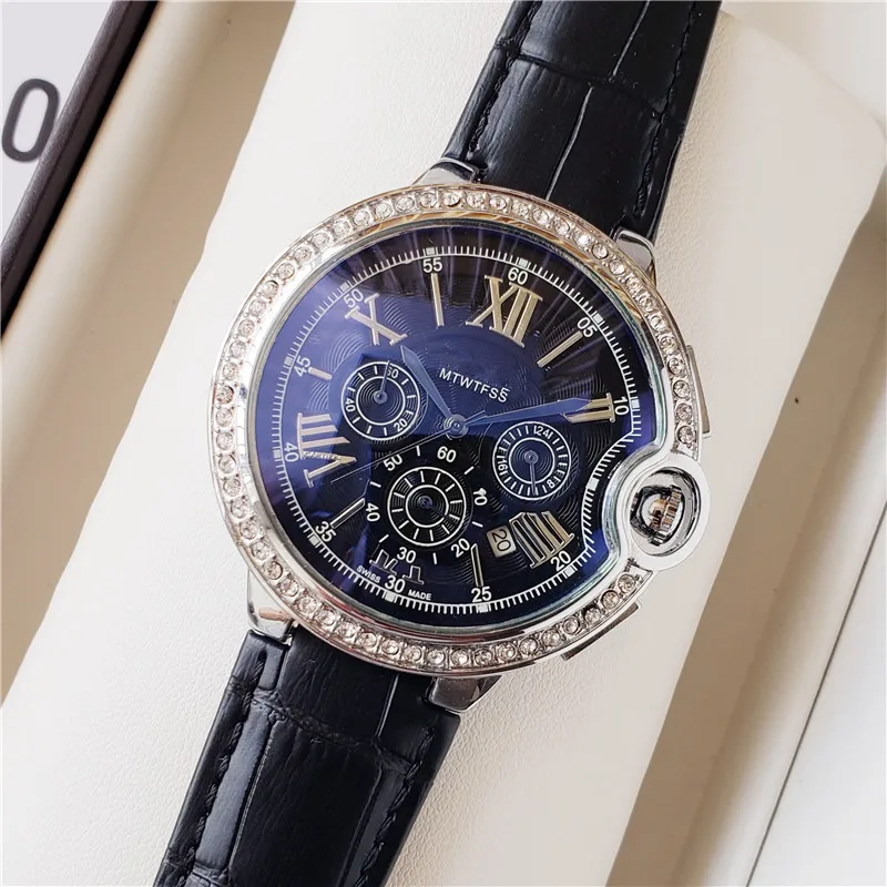 Роскошные мужские бизнес часы высокого качества 007 уникальный мужской подарок Топ бренд AAA кожа часы кварцевые часы - Цвет: Серый