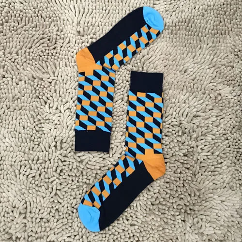 1color 10 пар/лот мужские клетчатые геометрические цветные носки чёсаные хлопчатобумажные забавные носки высококачественный хип-хоп весенние зимние носки для подарков - Цвет: 1color