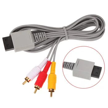 

500pcs lots Top quality 1.8m Audio Video AV Cable Game Console Composite 3 RCA Video Cable for Nintendo Wii