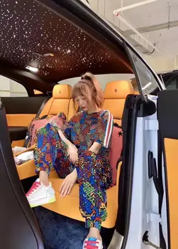 

fashion classic letter long-sleeved cotton baseball uniform cotton trousers Slim casual sports suit two-piece