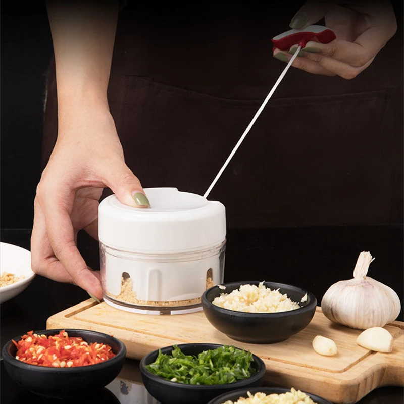 Mini Multifunction Food Chopper Garlic Crusher Manual Pull String