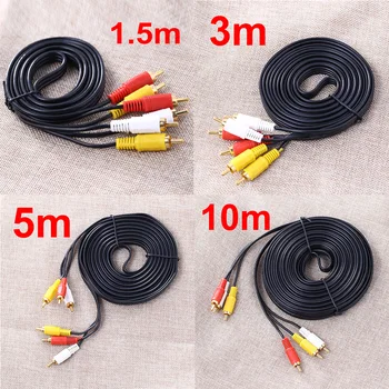 

10m/5m/3m/1.5m 3 RCA Video Cable Composite Male to Male 3RCA To 3RCA Audio Video AV Cable Wire For Hi-Fi Video DVD CD Player