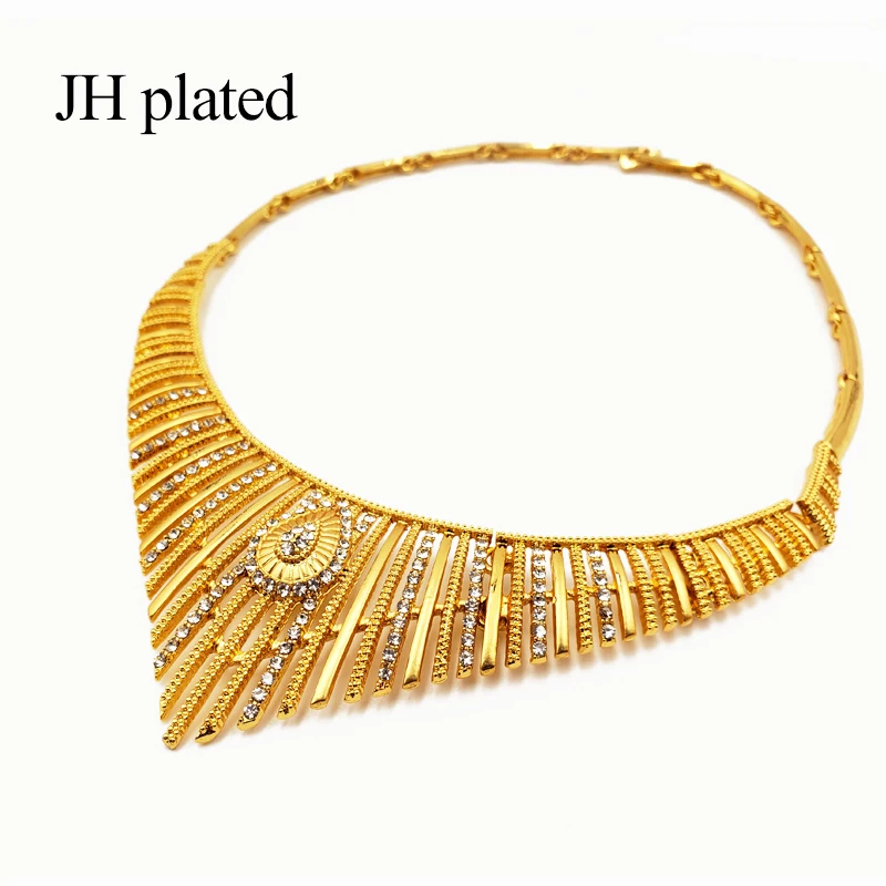 JHplated изысканные женские роскошные комплекты ювелирных изделий из Дубаи золотого цвета индийские нигерийские африканские большие ювелирные аксессуары ювелирные изделия