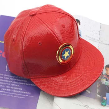 

SQTEIO Children cap snapback artificial leather Cartoon Caps spring autumn boy hip hop hat new