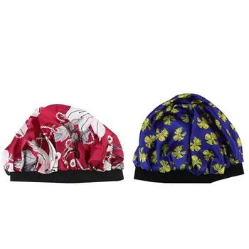 

2PCS Printed Pattern Shower Caps Waterproof Bathing Hat for Bathroom Home