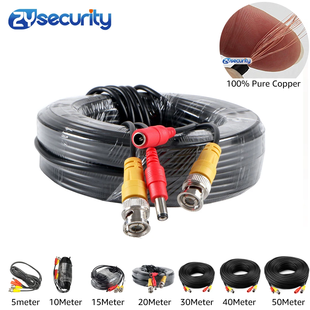 High Quality BNC Video Cable Security CCTV Camera Wire DC Power Copper Cored Line AHD TVI CVI Surveillance DVR System Instal