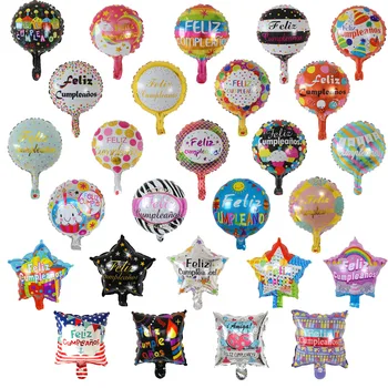 

10pcs 10inch Spanish Happy Birthday Foil Balloons Feliz Cumpleanos Te Quiero Air Baloes Event Party Decorations Kids Air Golobs
