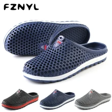 FZNYL/мужские летние сандалии; уличная удобная мягкая обувь с отверстиями; Мужские дышащие повседневные Нескользящие пляжные шлепанцы; болотная обувь