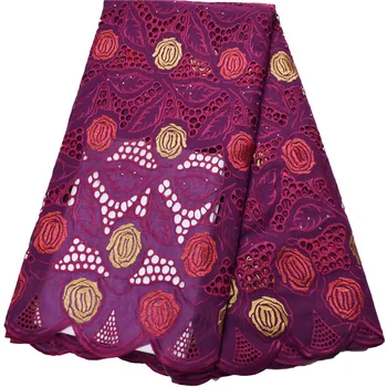 

High Quality 100% dry Cotton Embroidery Lace Fabric Swiss Voile Lace In Switzerland New Design African Tulle Eyelet dress V554