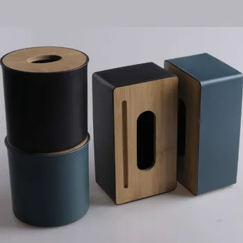 

Plastic Wood Cover Tissue Box with Groove Roll Paper Storage Container Car Napkins Holder Tissue Canister Home Organization
