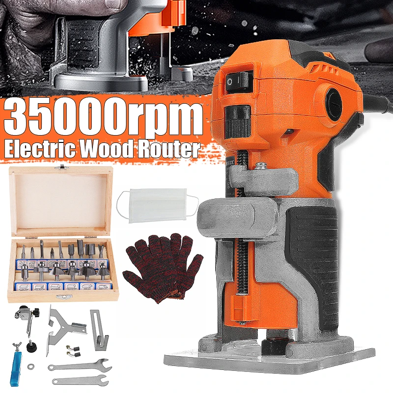 Skup MPT Wood elektryczny trymer do obróbki drewna frezarka do drewna 1280W 35000r min elektryczna ręczna przycinarka do drewna Laminator Router Edge Joiners Set