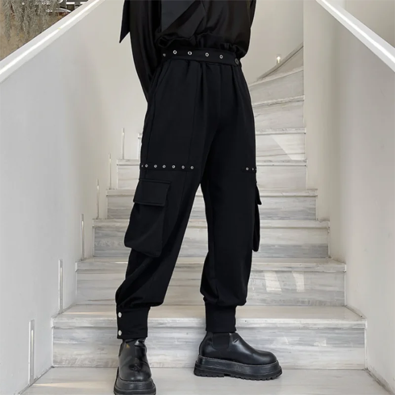 Men's Overalls Spring And Autumn New Personality Three-Dimensional Pocket Decoration Dark Fashion Youth Leisure Large Pants