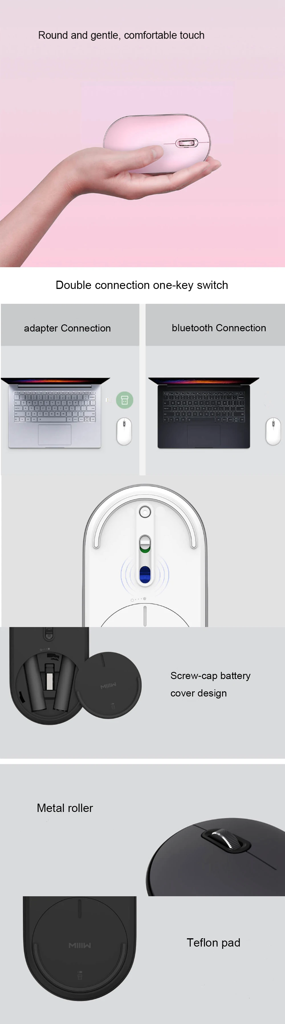 MI Mijia MIIIW Bluetooth 4,0 2,4G Беспроводная Двухрежимная Бесшумная ультра-тонкая портативная мышь с usb-приемником для ноутбуков компьютеров