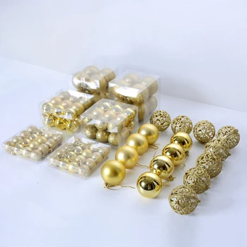 

100Pcs/Box Christmas Ball Box Set Available Lightweight Holiday Christmas Tree Ornament Decorations Gold