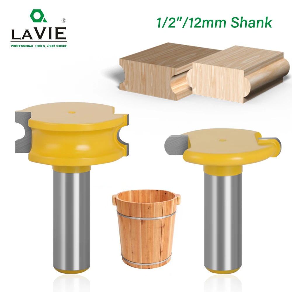 Lavie 2 Pcs 12mm 1/2" Shank Canoe Flute And Bead Router Bit Set