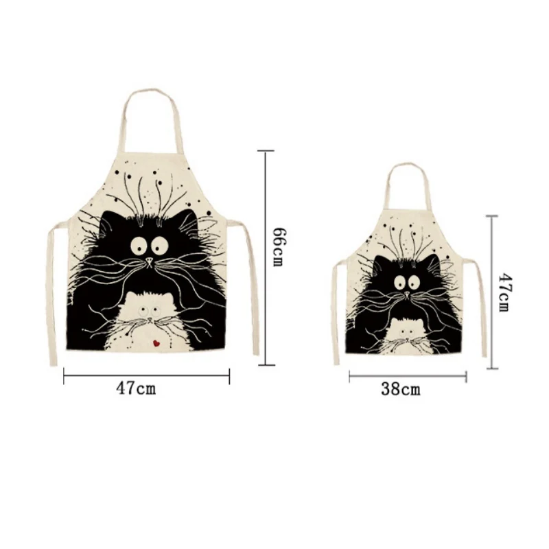 1Pcs Kitchen Apron Funny Dog Bulldog Cat Printed Sleeveless Cotton Linen Aprons for Men Women Home Cleaning Tools 68*49cm