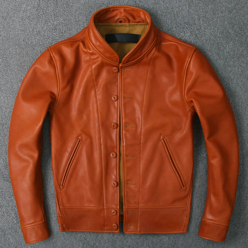 

2020 New Arrivals Automotive Genuine Cow Leather Jackets and Coats For Men European Flight Mens Biker Real Leather Jackets A594