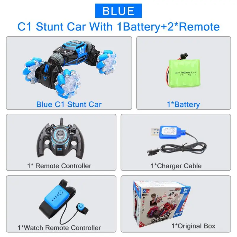 4WD RC трюк автомобиль часы управление жестами индукционный деформируемый электрический RC Дрифт автомобиль трансформатор автомобиль игрушки для детей с светодиодный светильник - Цвет: Blue
