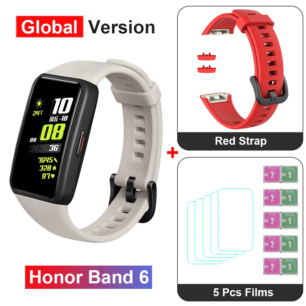 Original Honor Band 6 Global Version Smart Band Bracelet Watch Waterproof Heart Rate Monitor Blood Oxygen AMOLED Touch Screen 