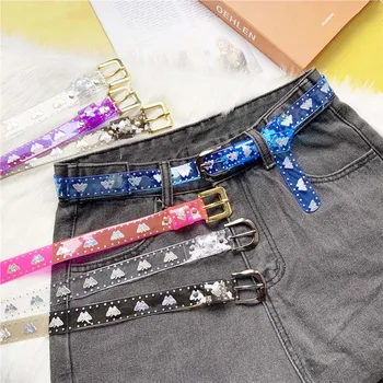 

1Pc Fashion Belt Lady Girls Sweet Candy Color Laser Butterfly Print Belt Women Dress Transparent Jelly Waist Belt