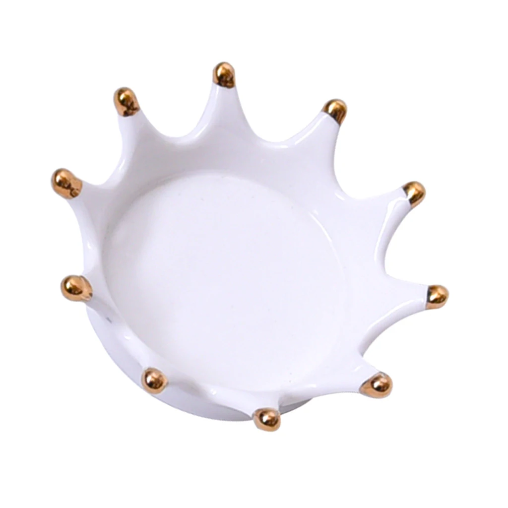 White Cermatic Crown Shape Plate Tray Jewelry Storage Showcase Ornament
