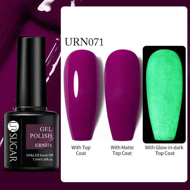 SUGAR Luminous Gel Top Coat Semi Permanent Glow In Dark Fluorescent Soak Off UV LED Color Gel Nail Varnish Nails for Manicure