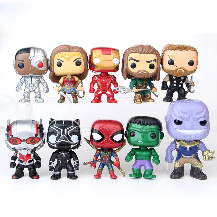 Funko pop Marvel игрушки Фигурки DC Супер Герои Тор Человек-паук Халк Железный человек Капитан Американский винил figura куклы подарки 10 шт./компл