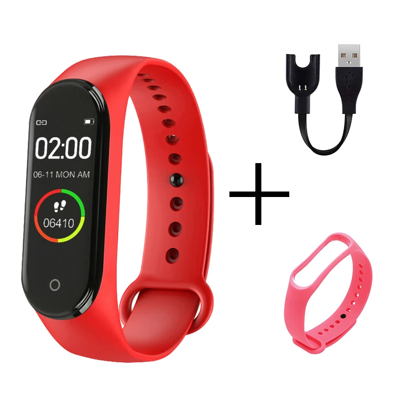 Смарт M4 напульсники для мужчин и женщин водонепроницаемый спортивный браслет телефон Bluetooth монитор сердечного ритма фитнес-браслет для Android IOS - Цвет: red pink