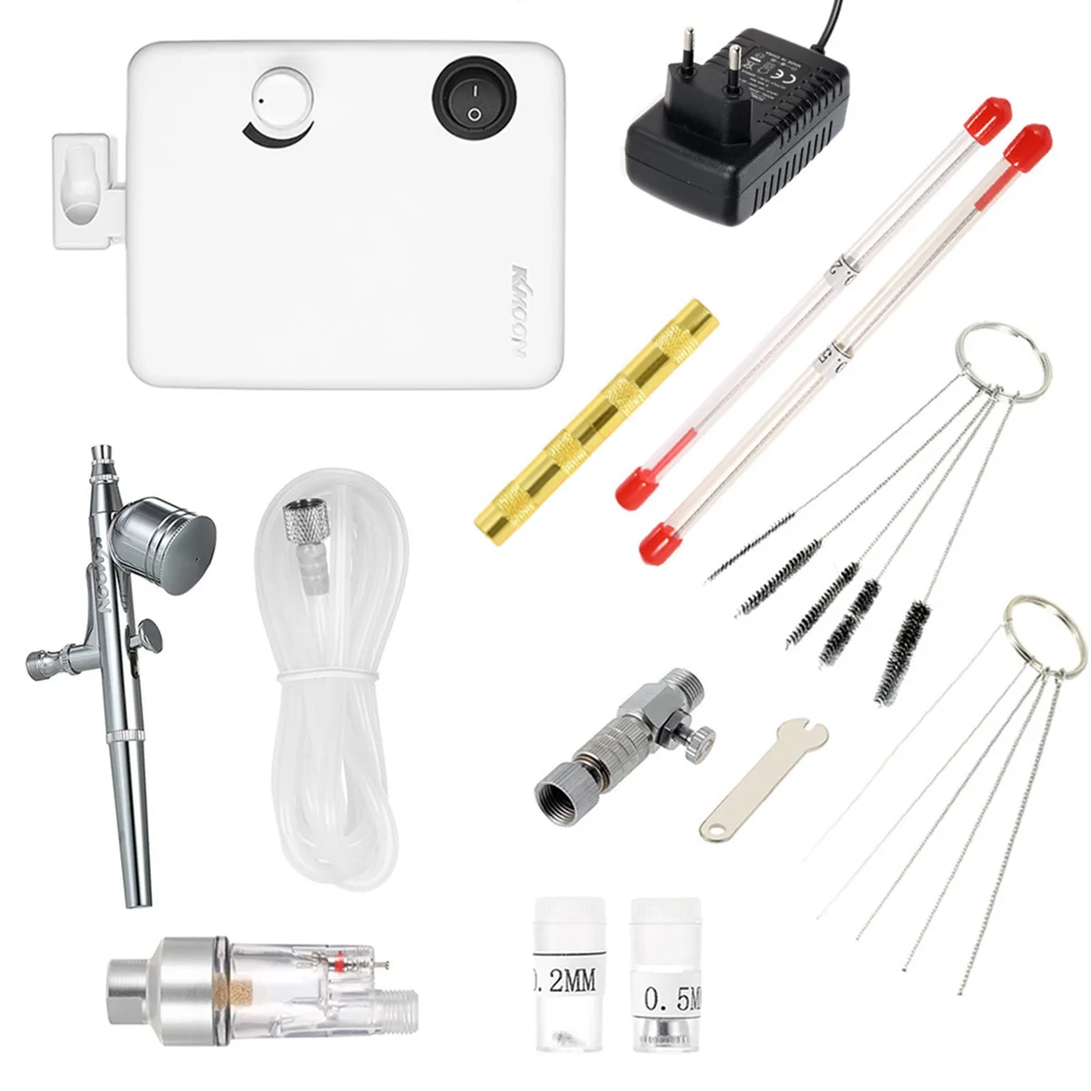 KKmoon Dual Action Airbrush Mini Air Compressor Set Gravity Feed Air Brush Kit for Painting Tattoo Craft Nail Tool Set 100-250V