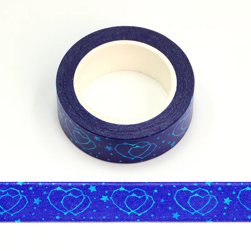 NEW 1PC Decorative Blue Foil Hearts Pattern Washi Tape DIY Scrapbooking Planner Adhesive Masking Cute Stationery | Канцтовары для