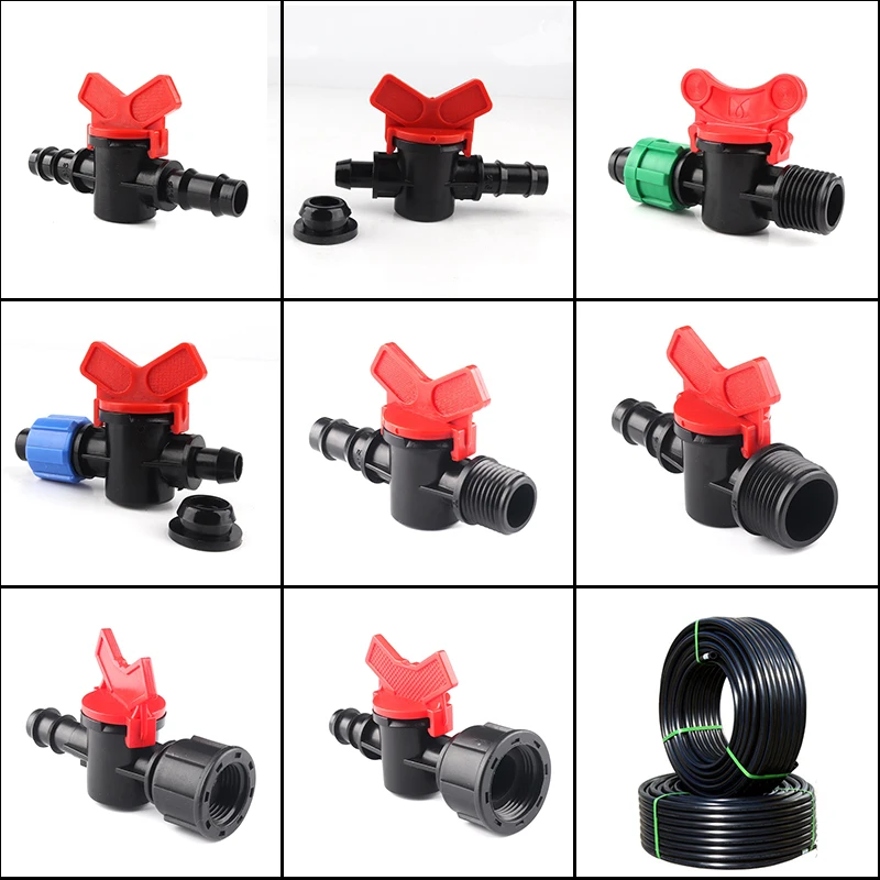 

5Pcs 16mm PE Pipe Garden Water Connector Irrigation System Vavle Connectors 1/2'' 3/4'' Thread Agricultural Irrigation Fittings